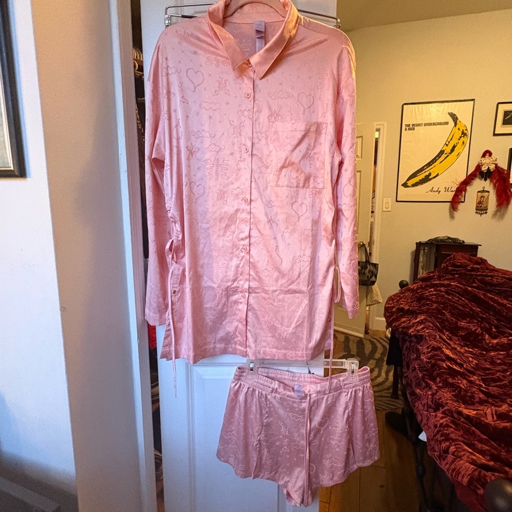 SavageXFenty Pink Satin Pajama Set